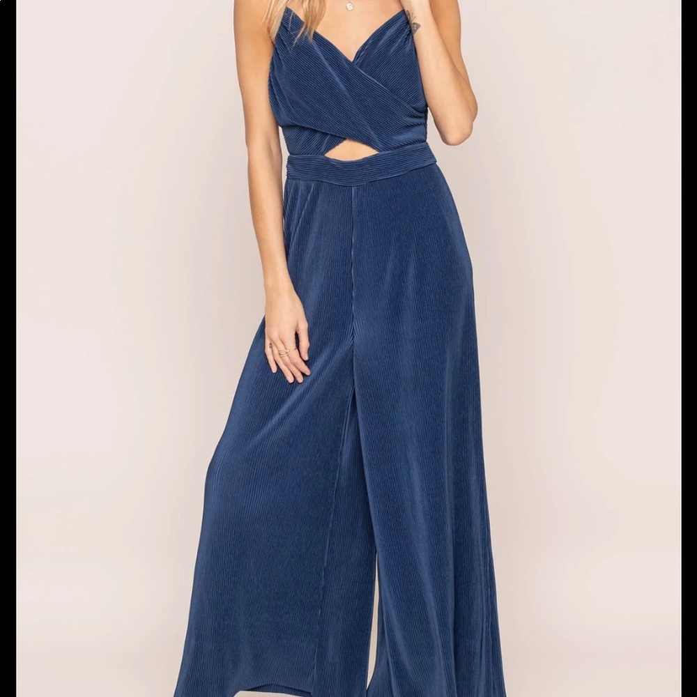 Astr the label pleated cutout jumpsuit